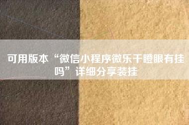 可用版本“微信小程序微乐干瞪眼有挂吗”详细分享装挂