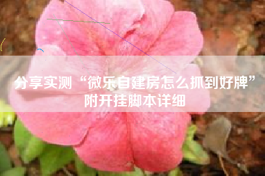 分享实测“微乐自建房怎么抓到好牌	”附开挂脚本详细